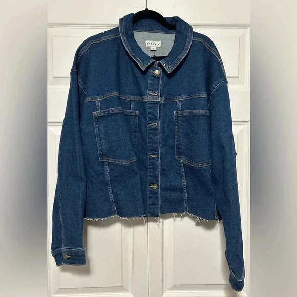 Ava & Viv Women's Plus Size 4x Cropped Denim Jacket - Picture 5 of 7